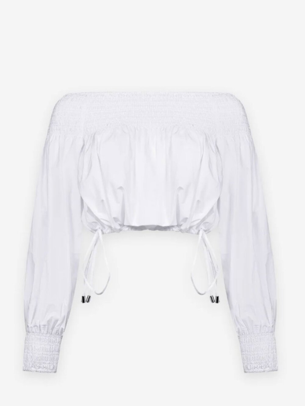 Mes Demoiselles Pyrite White Blouse Poplin Off-the-Shoulder S Coquette - Picture 11 of 11